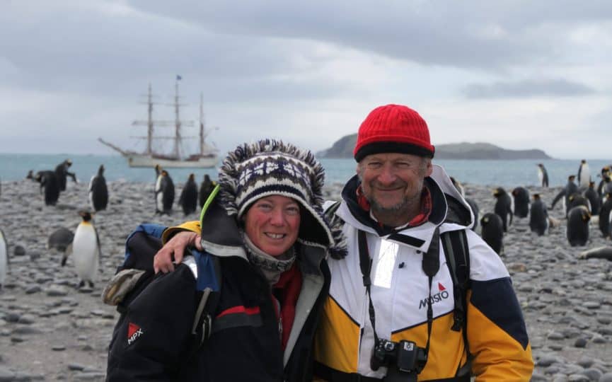 Debbie and Adam on Bark Europa's Centennial Antarctic Expedition