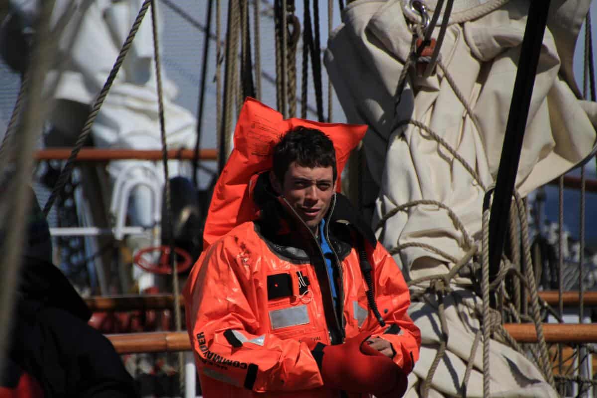 Safety for extreme environments - Dan demonstrates how to put on survival suits Safety for extreme environments - Dan demonstrates how to put on survival suits