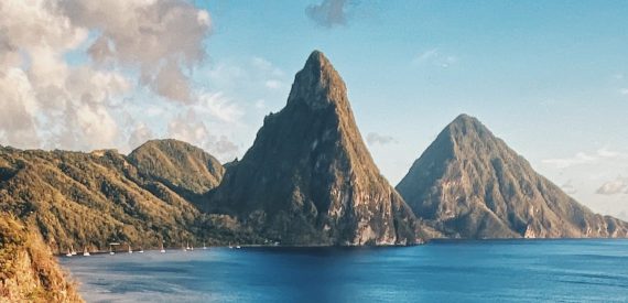 St Lucia twin peaks - The Caribbean on a Tall Ship Sailing Morgenster with Classic Sailing
