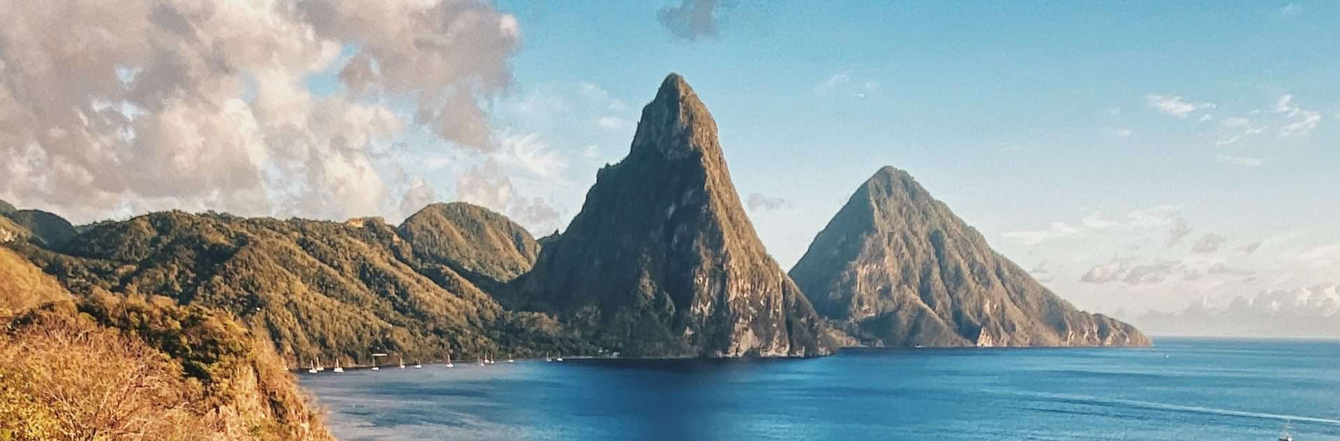 St Lucia twin peaks - The Caribbean on a Tall Ship Sailing Morgenster with Classic Sailing