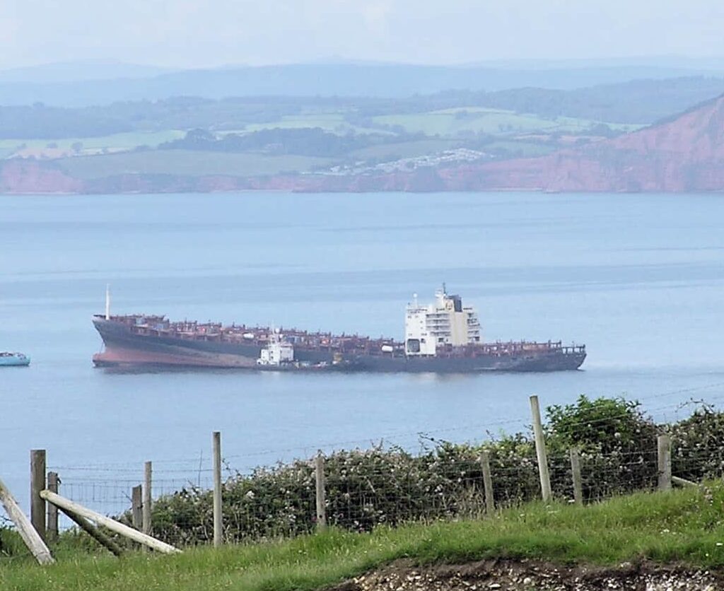 MV Napoli broken and about to pulled apart.