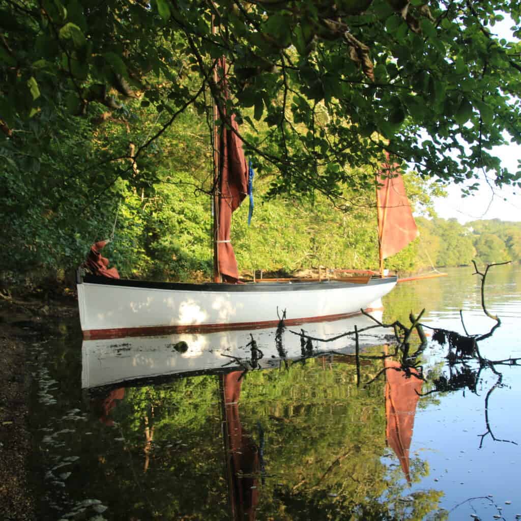 hiding amongst the trees with a boat