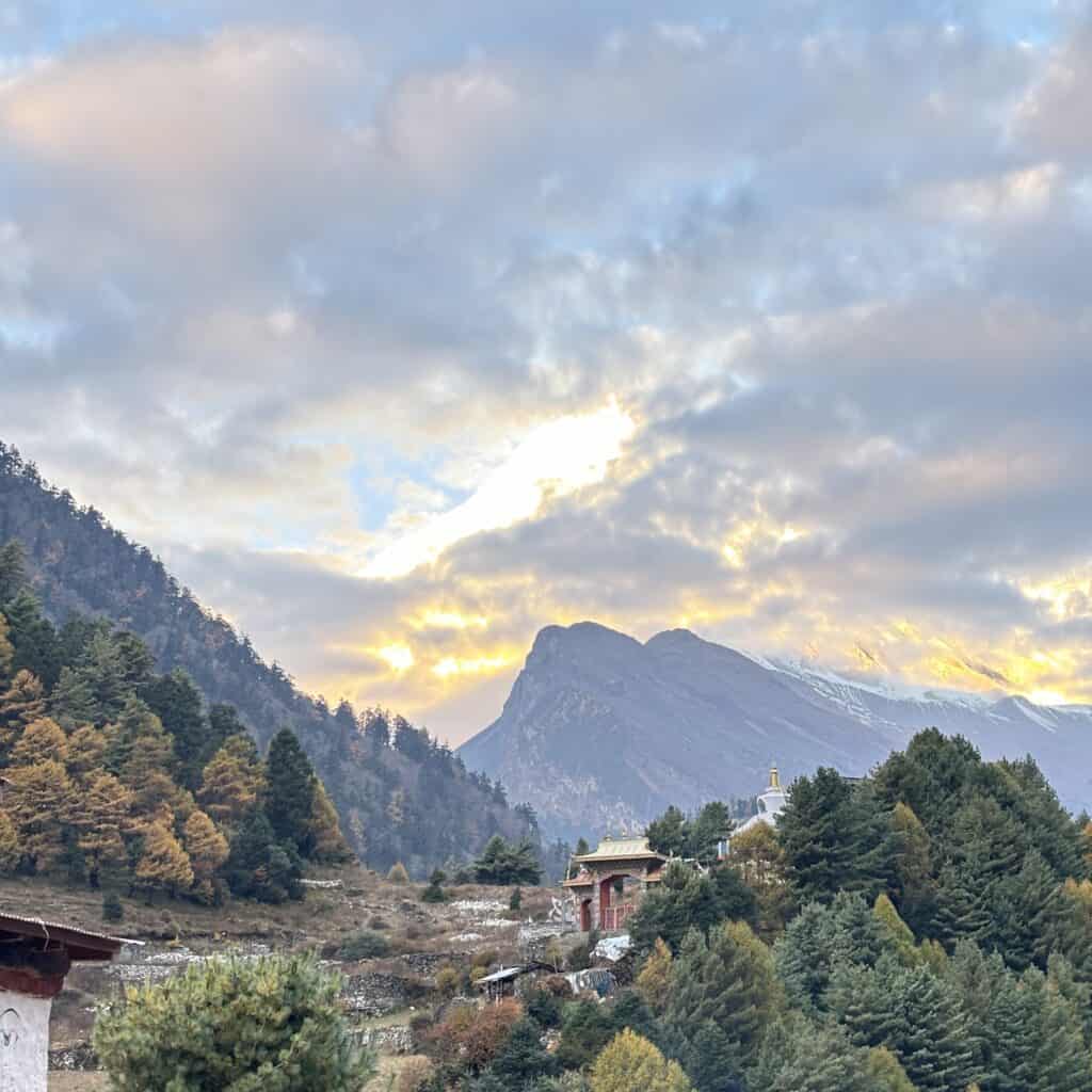 The white bit in the sky in Manaslu Mountain at dawn.