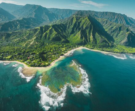 Pacific Islands and mountains