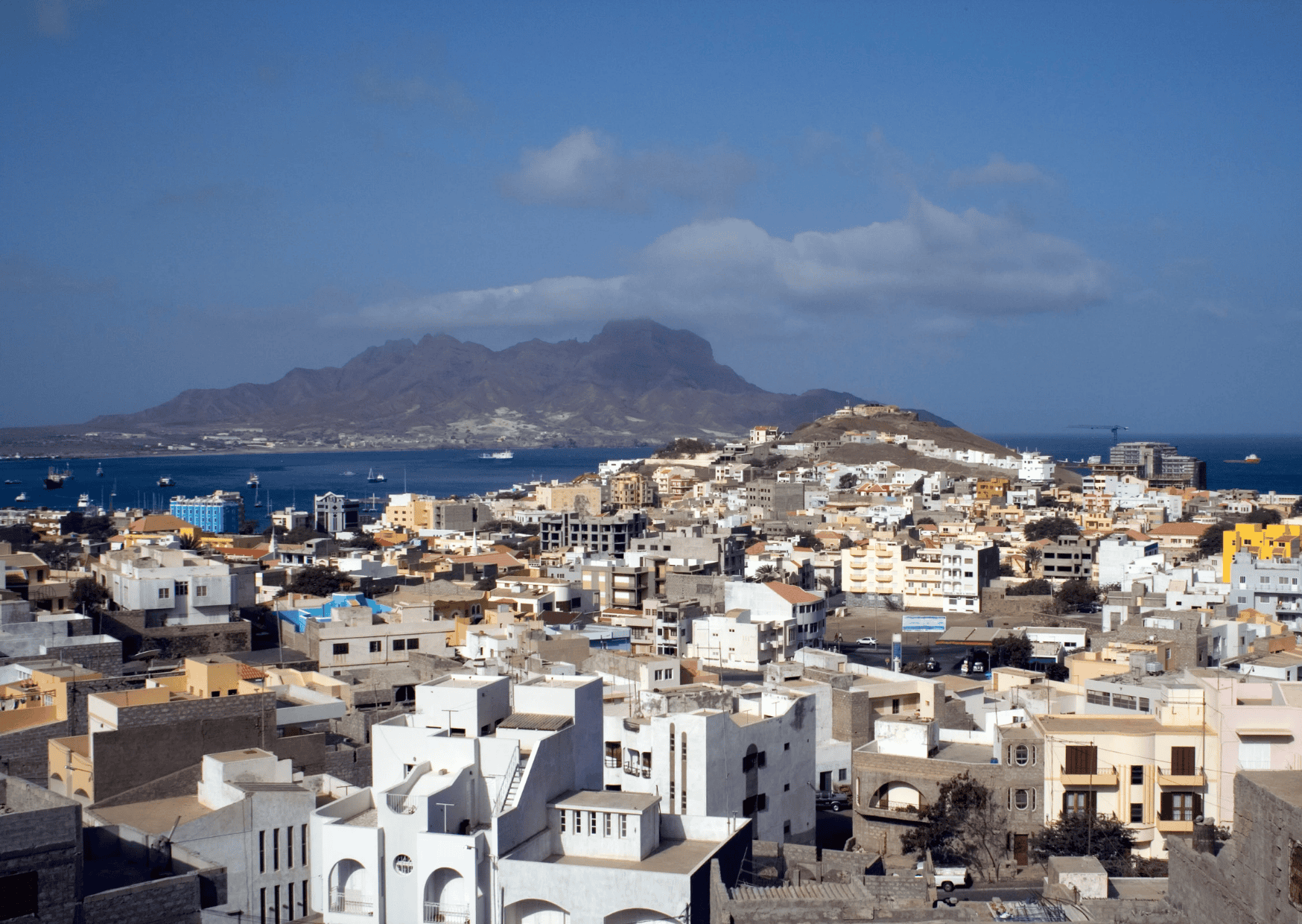 A view of the roofscape of Mindelo in the Cape Verde Islands
